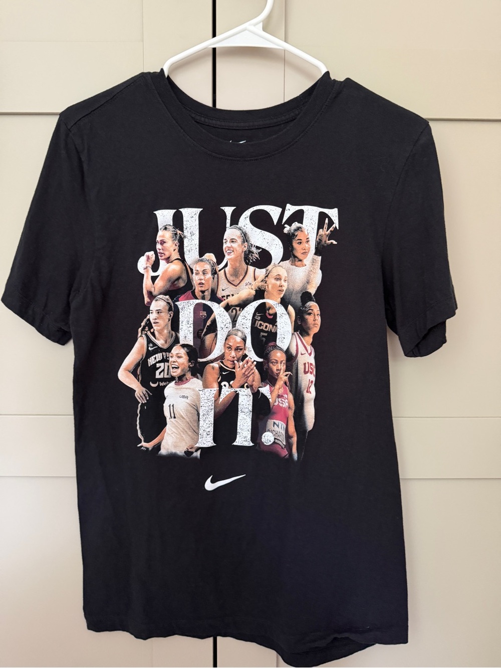 Nike Black 'Just Do It' Women's Graphic Tee with Team Collage
